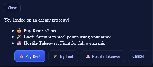 pay rent or loot or take over